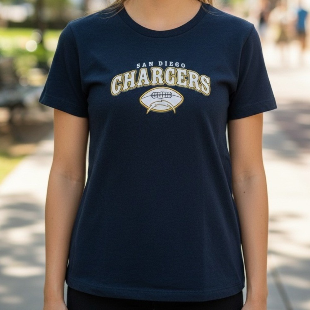 San Diego Chargers Womens NFL Football T Shirt Navy Blue Short Sleeve